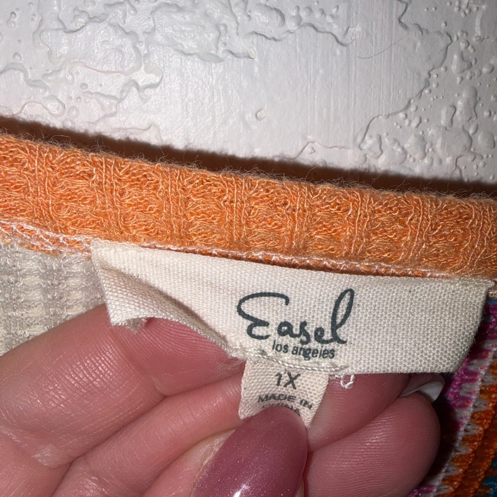 Easel Multicolor Floral Patchwork Sweatshirt - image 2